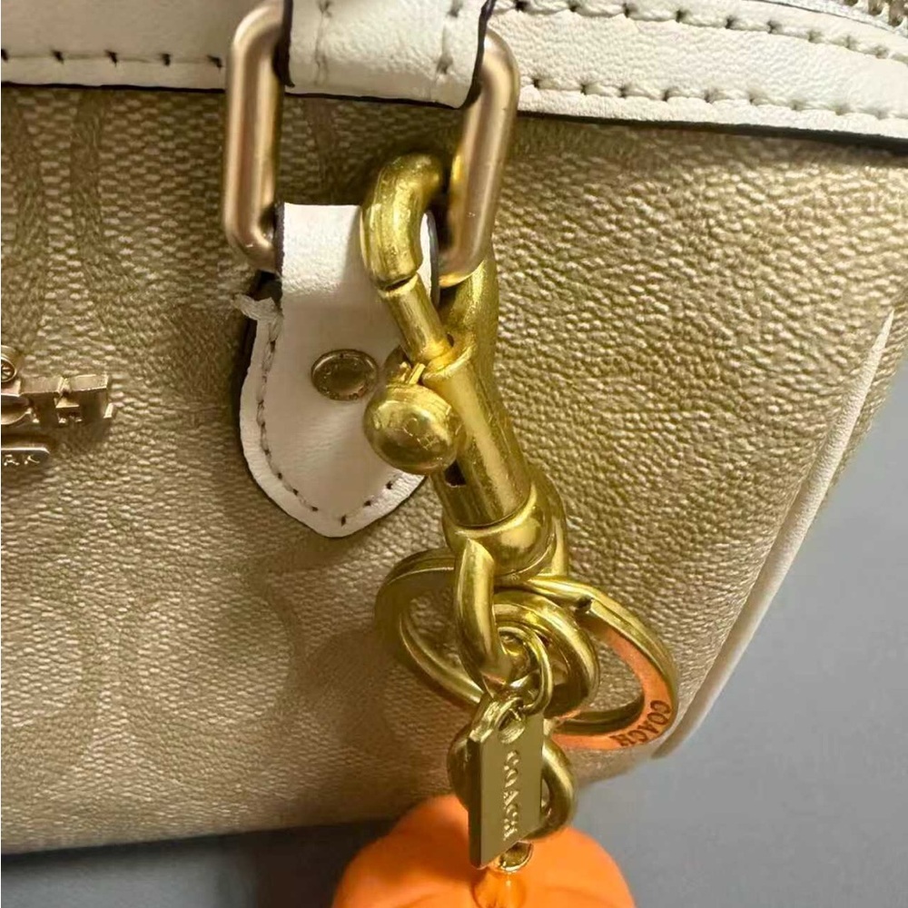 Coach Gold Shoulder Bag with Orange Pumpkin Charm - Picture 8 of 9